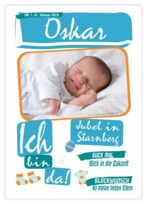 Geburtskarte Stil "Oskar"