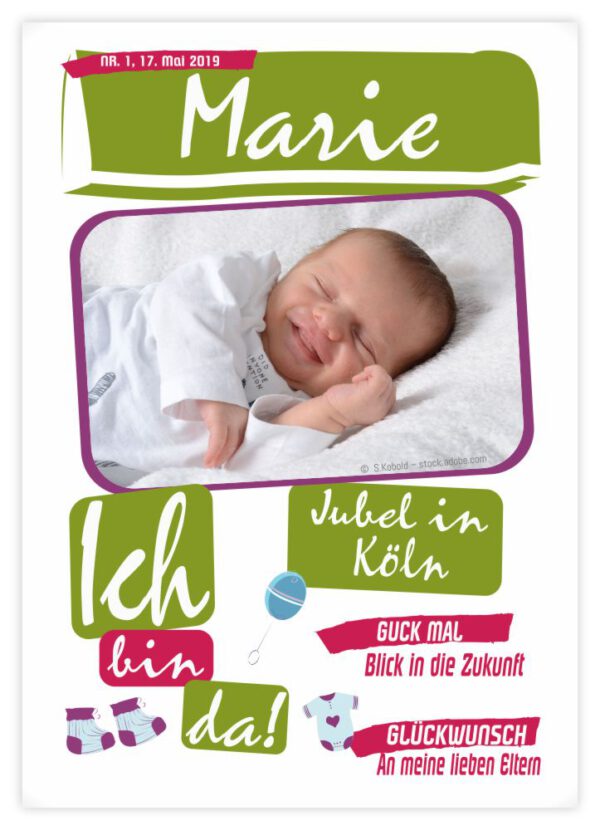 Geburtskarte Stil "Marie"