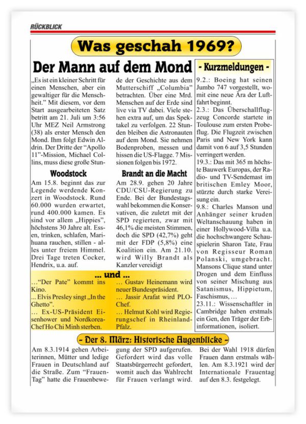 Geburtstagszeitung Beispiel Was geschah im Geburtsjahr